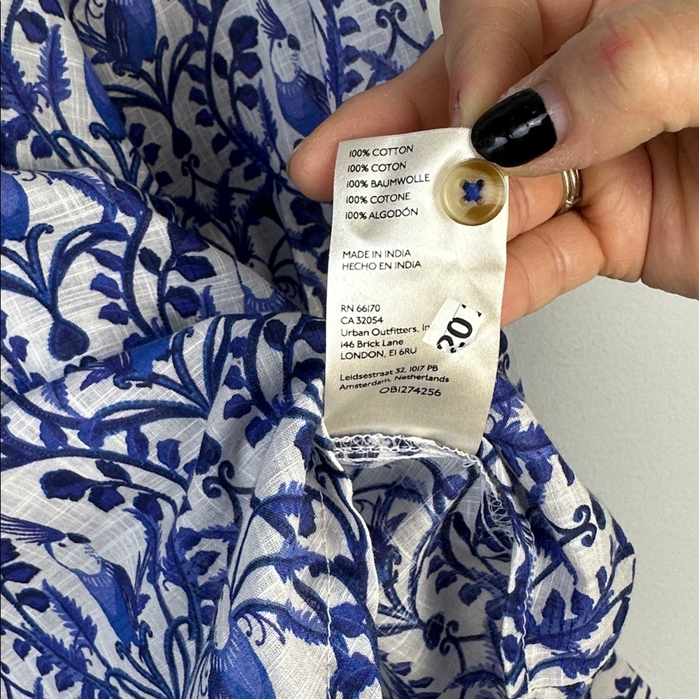 NEW Anthropologie Maeve Cockatoo Bird Blouse Button Front Shirt Balloon Sleeve M - Picture 16 of 16